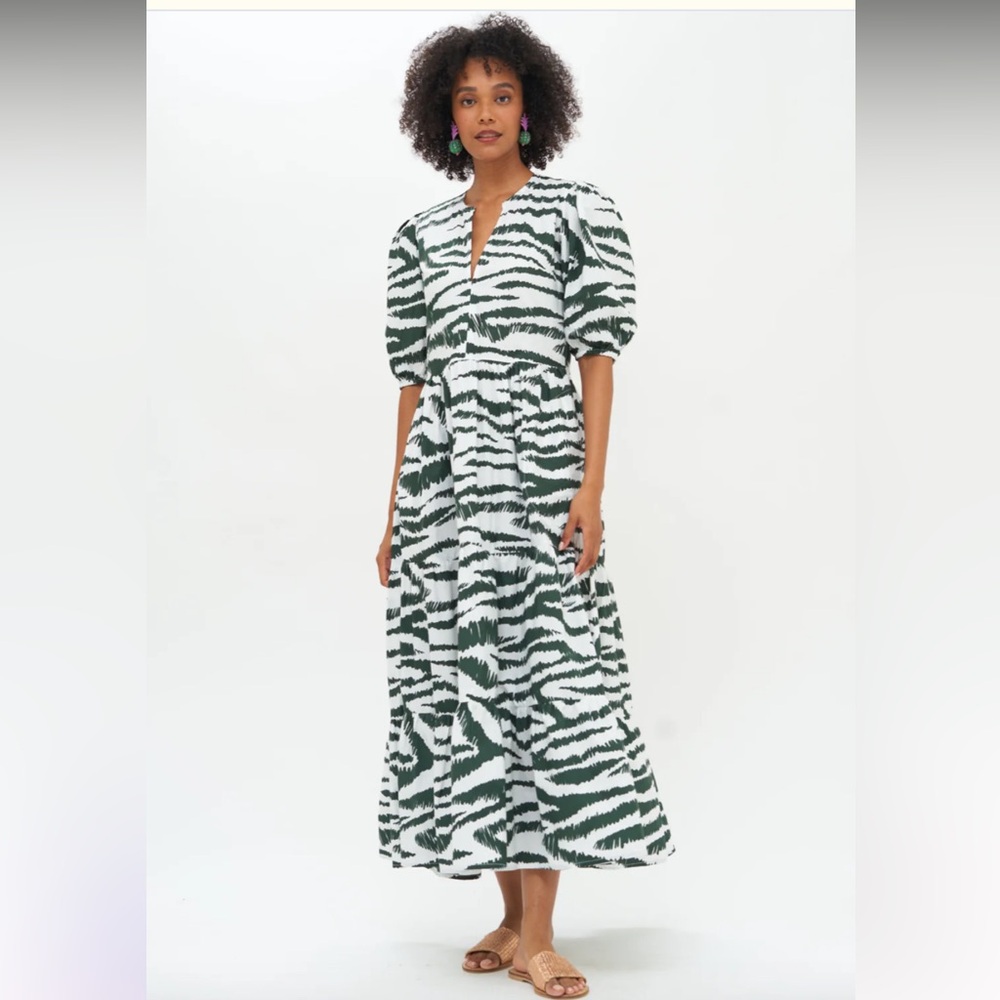 Oliphant Zebra Print Maxi Dress - Green - Picture 2 of 9